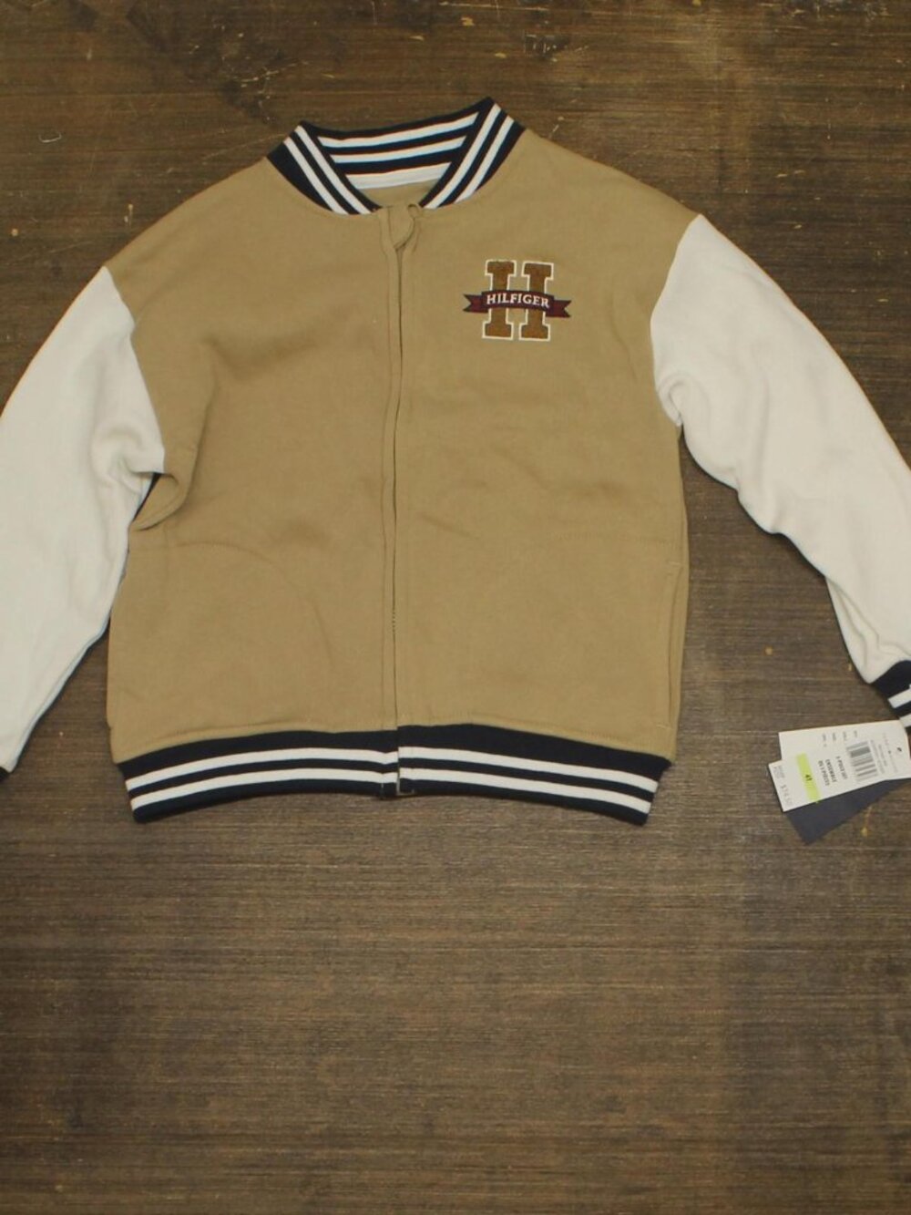 NEW Tommy Hilfiger Toddler Boys Knit Varsity Jacket TBFII36D-999 Brown Multi 4T
